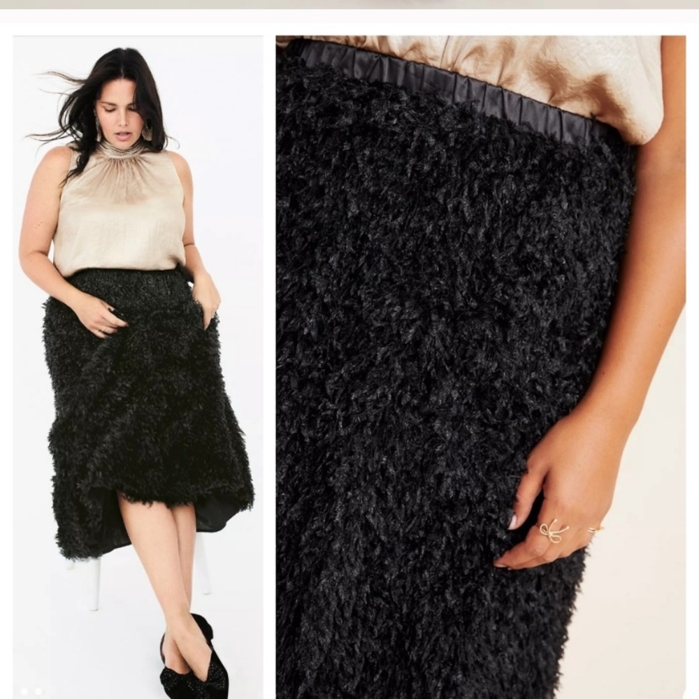 Anthropologie Faux Feathered maxi skirt
